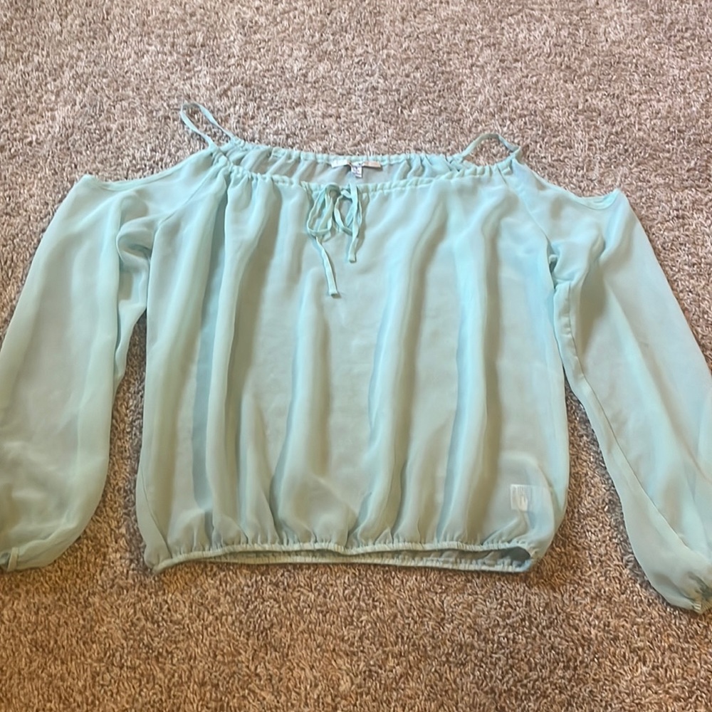 Teal off the shoulder blouse